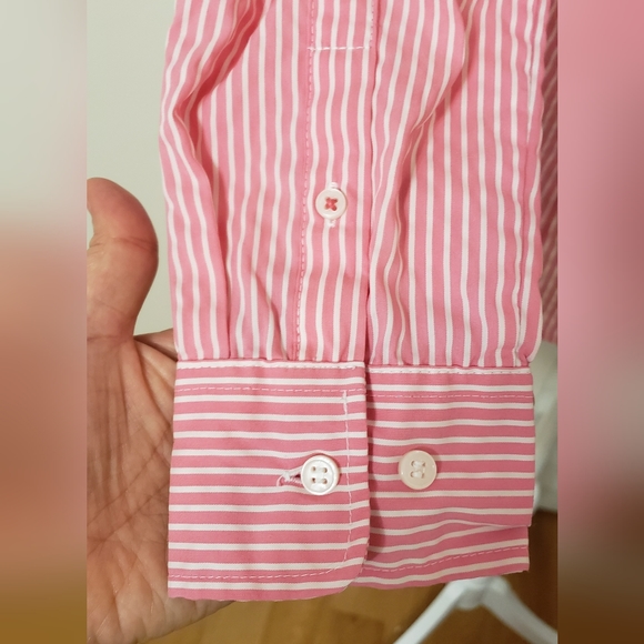 H&M Women's Long Sleeve Striped Button Down Shirt Pink And White Size 6 - Picture 6 of 15